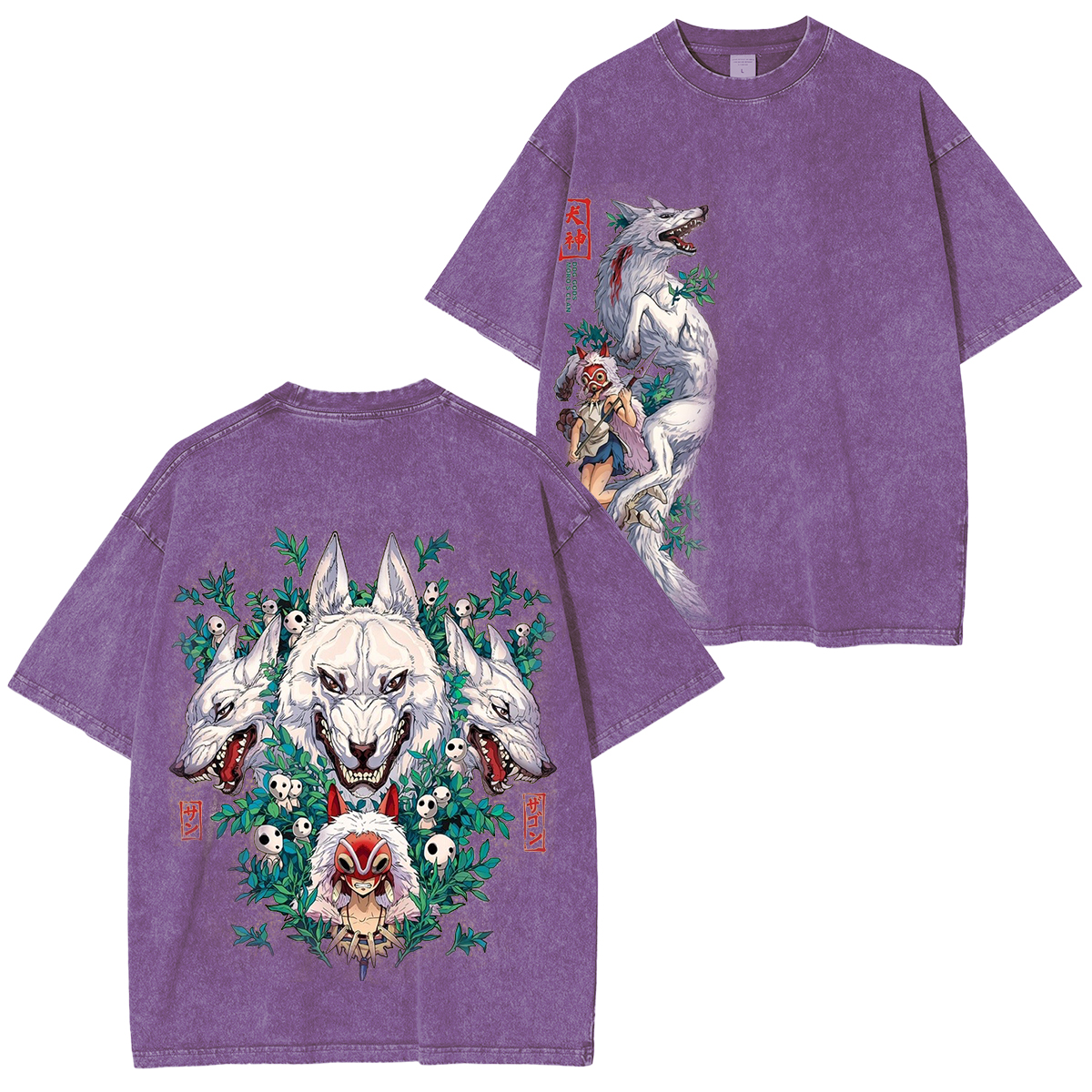 Camiseta/Sudadera/Sudadera con capucha lavada estilo vintage de Mononoke Hime