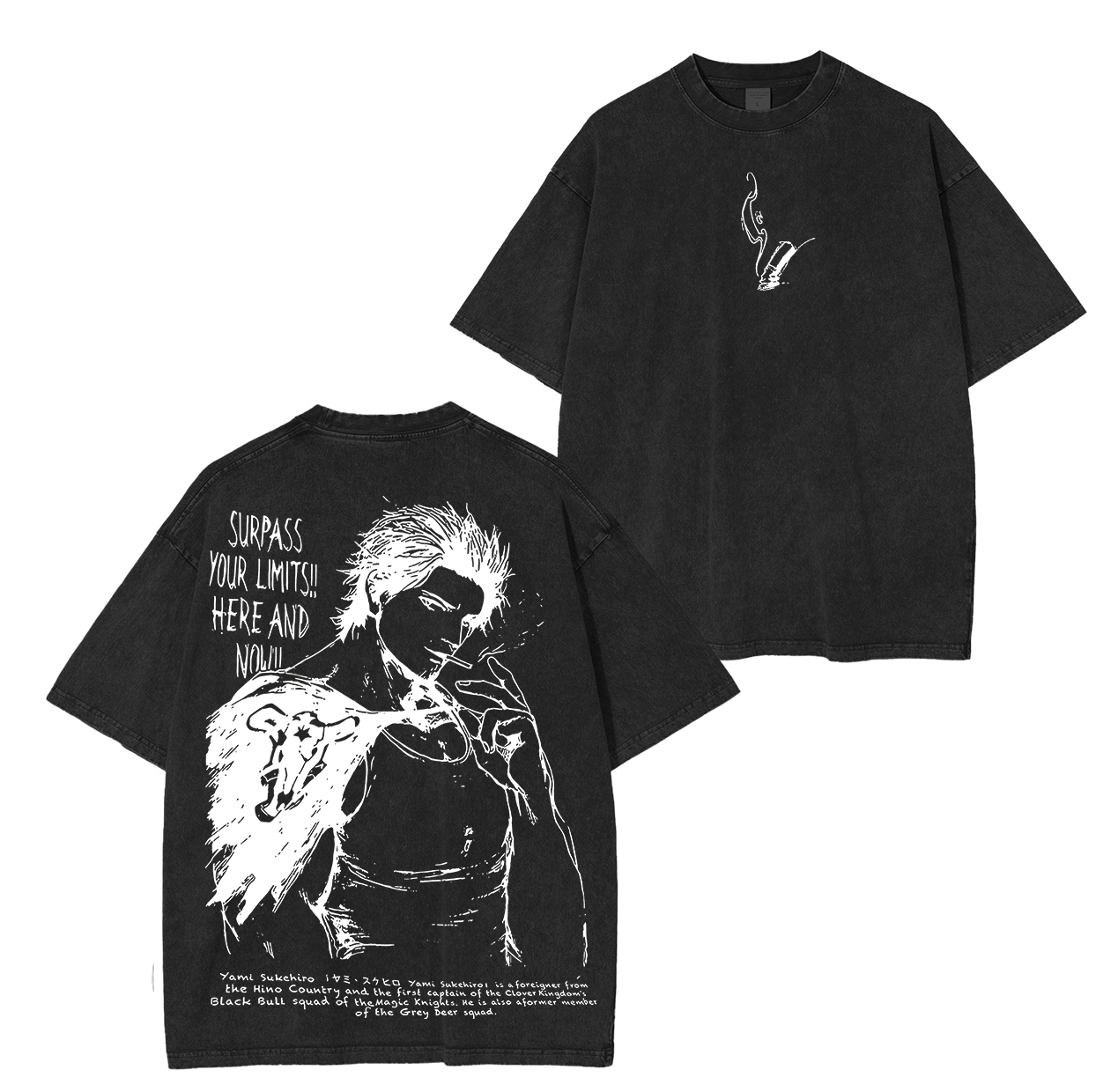 T-shirt Unisexe Lavé Yami Sukehiro, Anime Black Clover