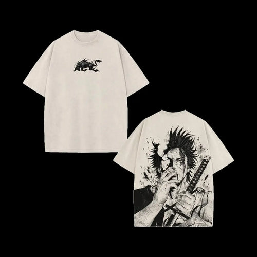 Yami Sukehiro x Black Bulls Black Clover Anime Double Printed Vintage Washed Tee Unisex T-shirt