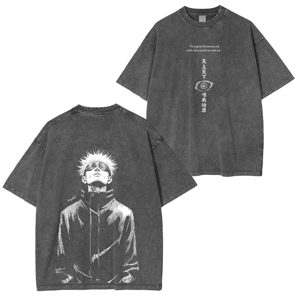Gojou Satoru Jujutsu Kaisen Anime Acid Unisex Washed T-Shirt