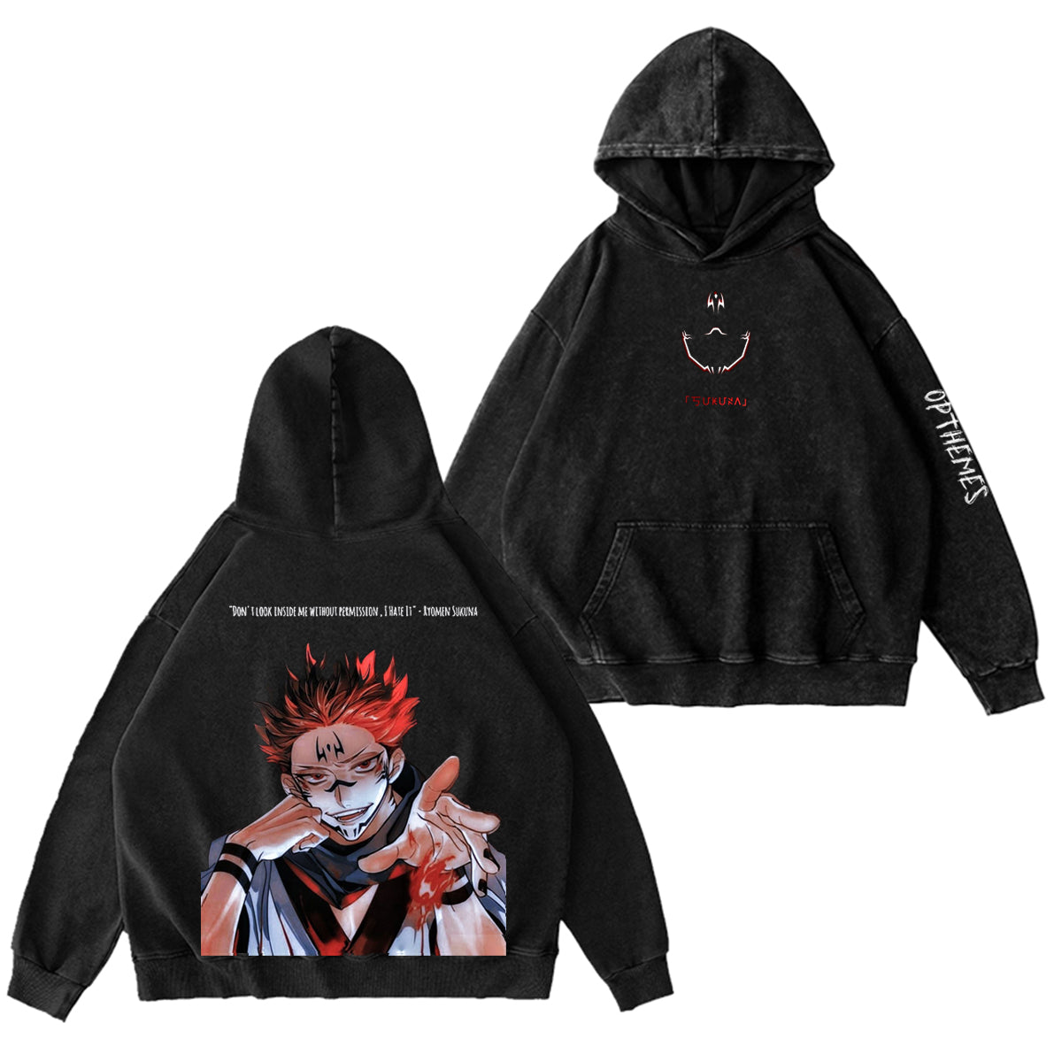 Jujutsu Kaisen : T-shirt/Sweat ras du cou/Sweat à capuche délavé vintage Ryomen Sukuna