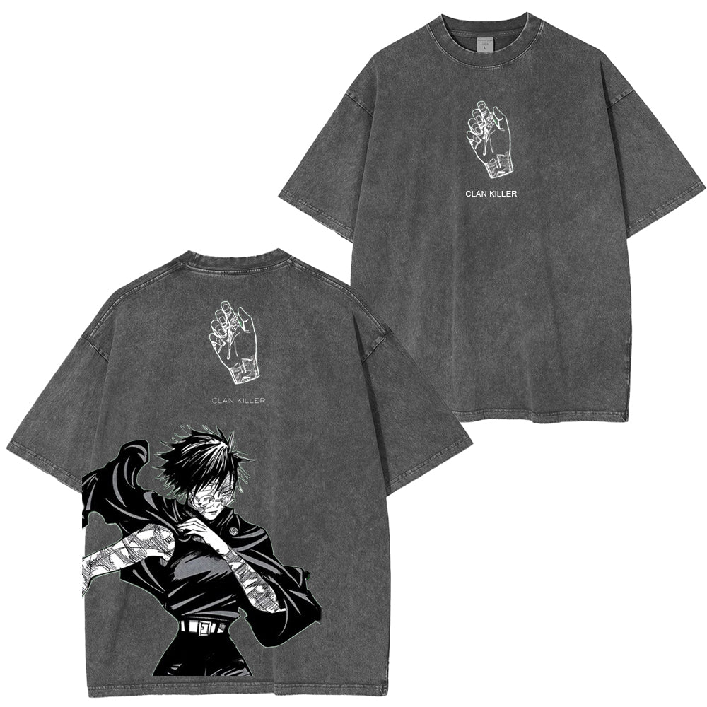Camiseta Unisex Lavada de Anime Jujutsu Kaisen Maki Zenin