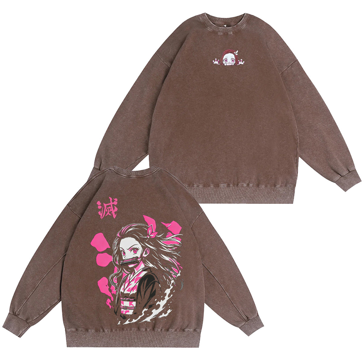Camiseta/Sudadera/Sudadera con capucha lavada de Kamado Nezuko de Demon Slayer