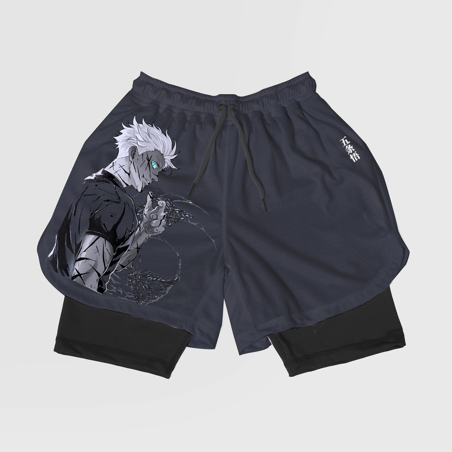 Anime Gojo-Breathable Mesh Fabric Inspired Gym Shorts with Liner