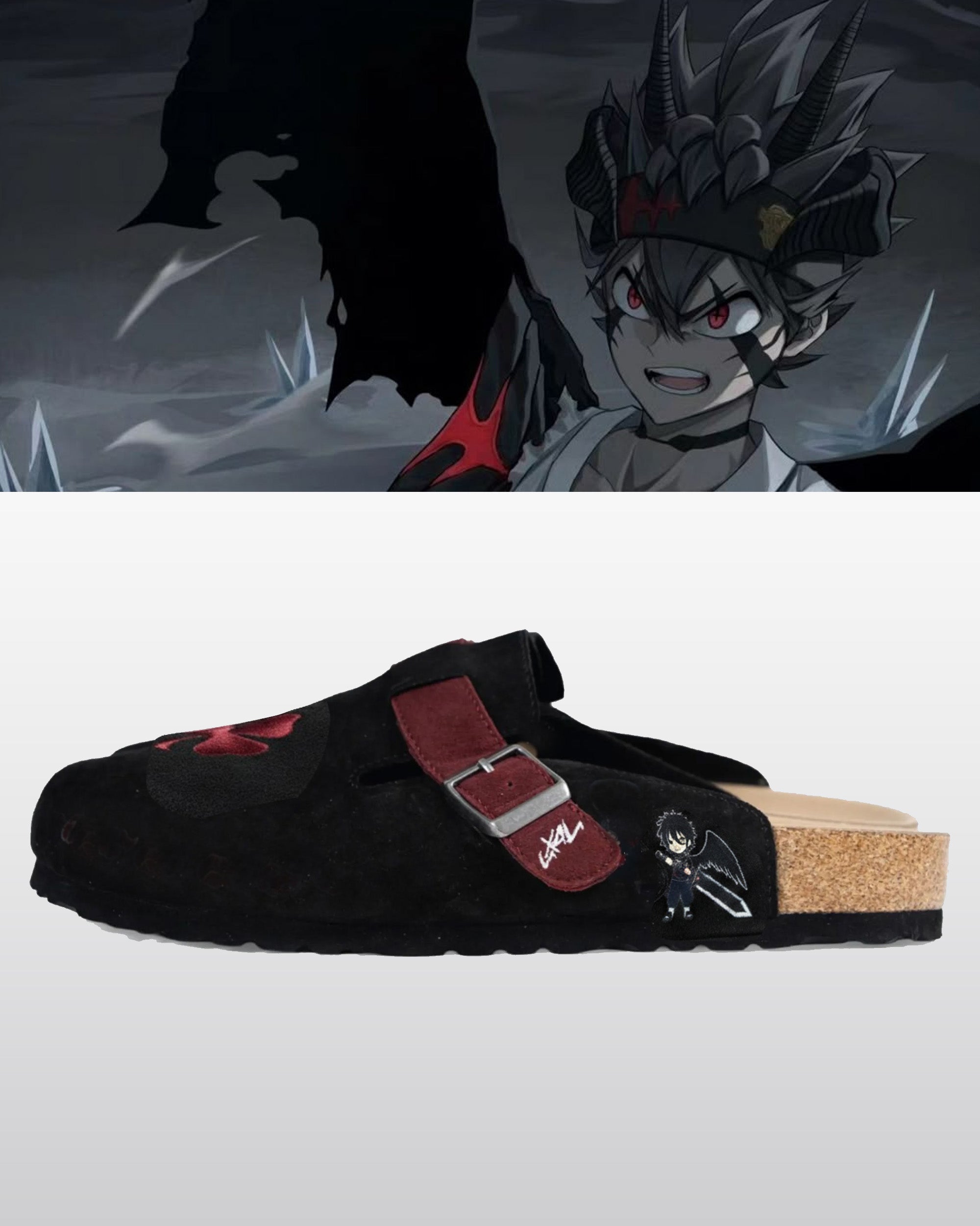 Black Clover Anime Unisex Boston Plantilla Blanda Cuero Ante