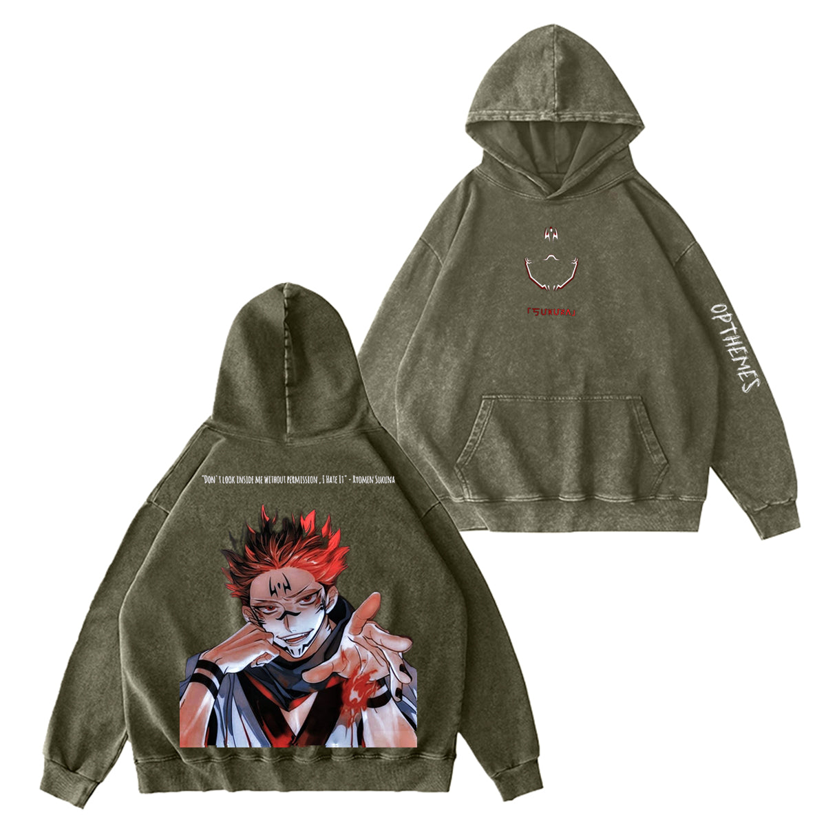 Jujutsu Kaisen : T-shirt/Sweat ras du cou/Sweat à capuche délavé vintage Ryomen Sukuna