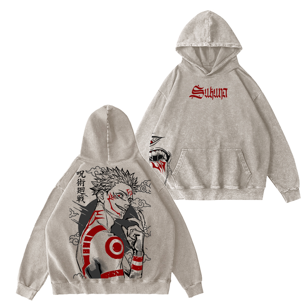 Camiseta/Sudadera/Sudadera con capucha Lavado Jujutsu Kaisen Sukuna