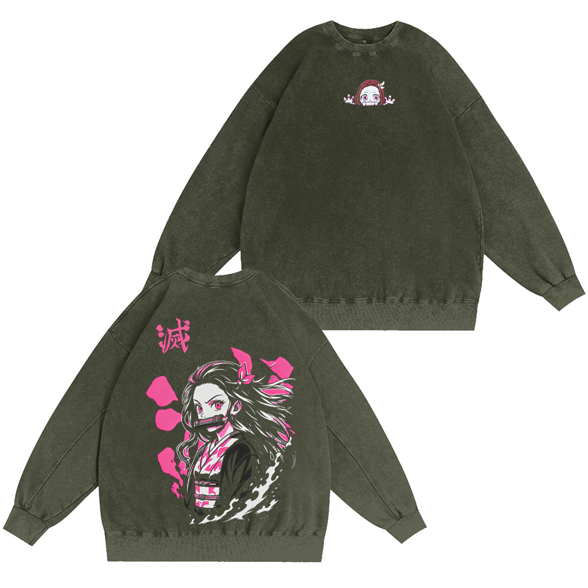 Camiseta/Sudadera/Sudadera con capucha lavada de Kamado Nezuko de Demon Slayer