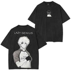 T-shirt lavé imprimé double Anime Blue Lock StrikerT-shirt lavé imprimé double Anime Striker