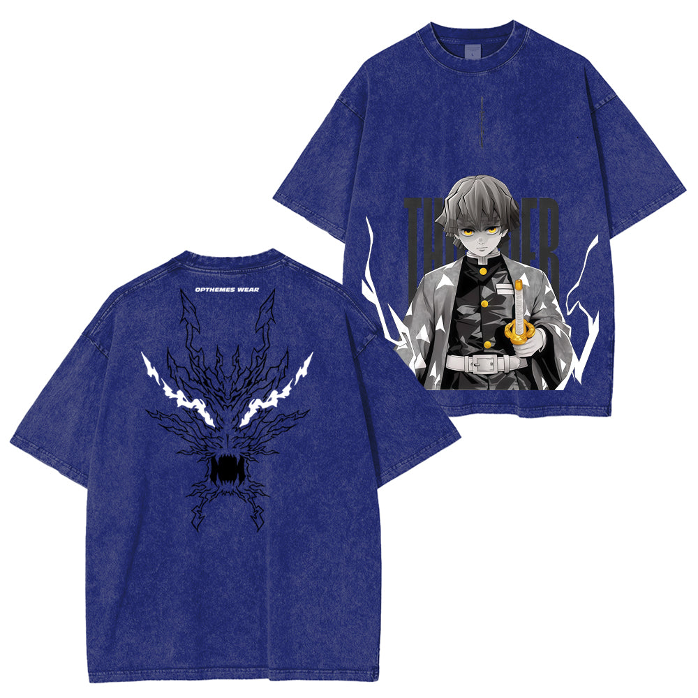 Camiseta lavada unisex Zenitsu Demon Slayer