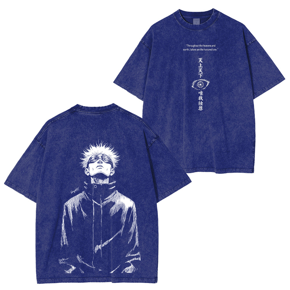 Gojou Satoru Jujutsu Kaisen Anime Acid Unisex Washed T-Shirt
