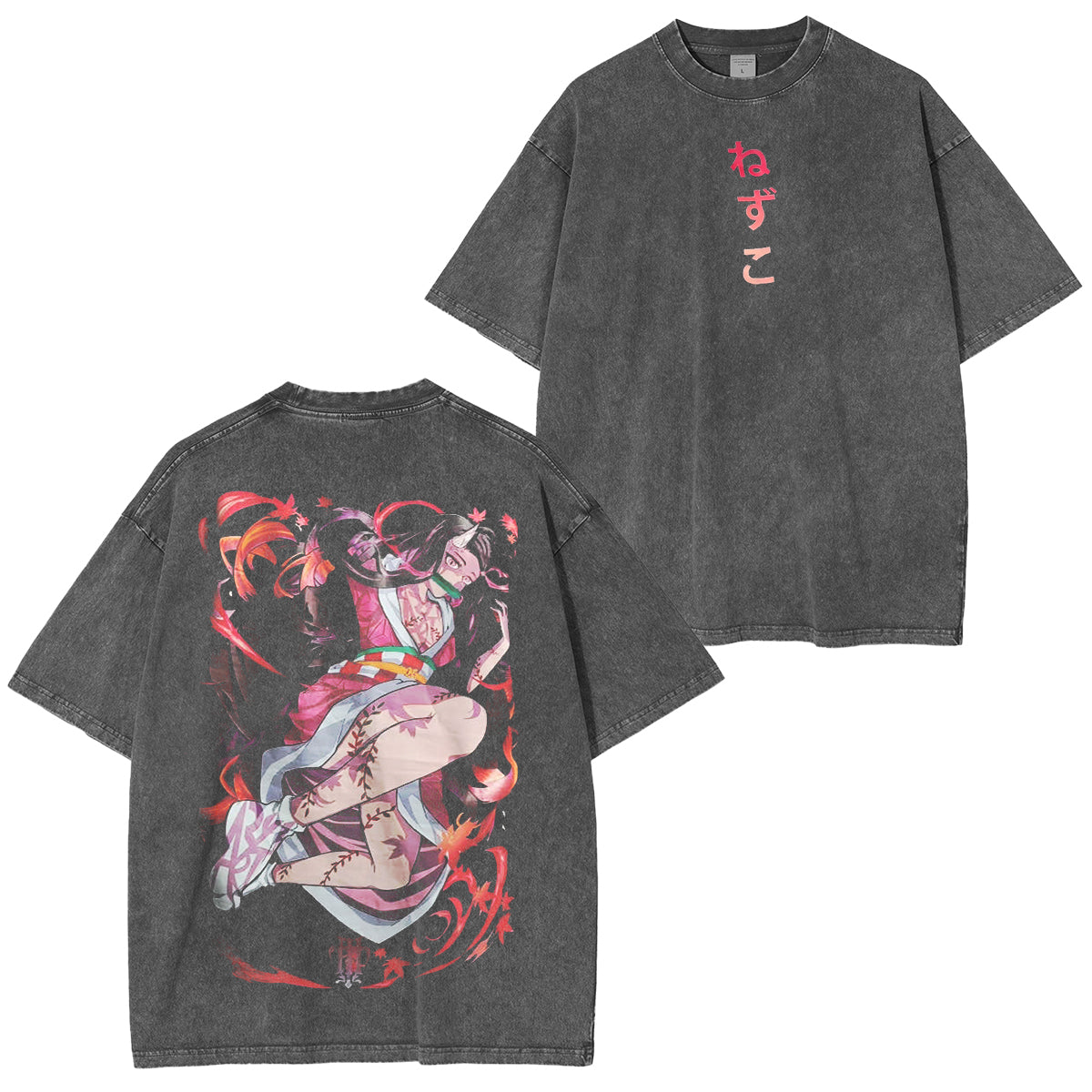 Camiseta unisex lavada de anime de Demon Slayer