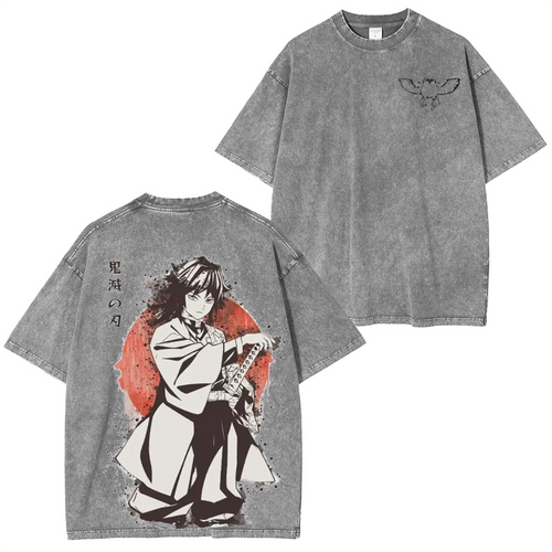 T-shirt délavé unisexe Giyuu Tomioka Demon Slayer Anime
