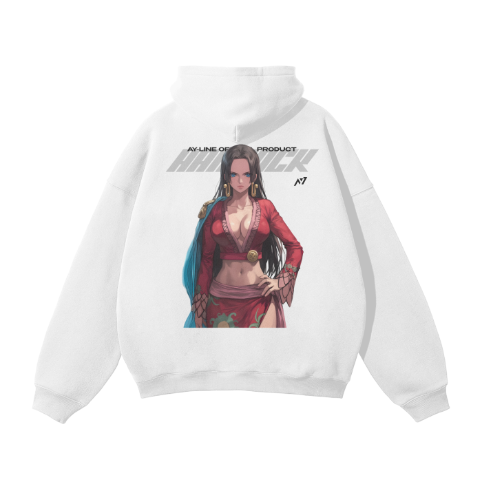 Sweat à capuche streetwear Y2K Serpent Impératrice blanc