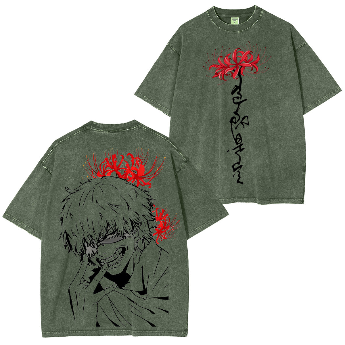 Camiseta Lavada Unisex con Diseño de Anime Tokyo Ghoul
