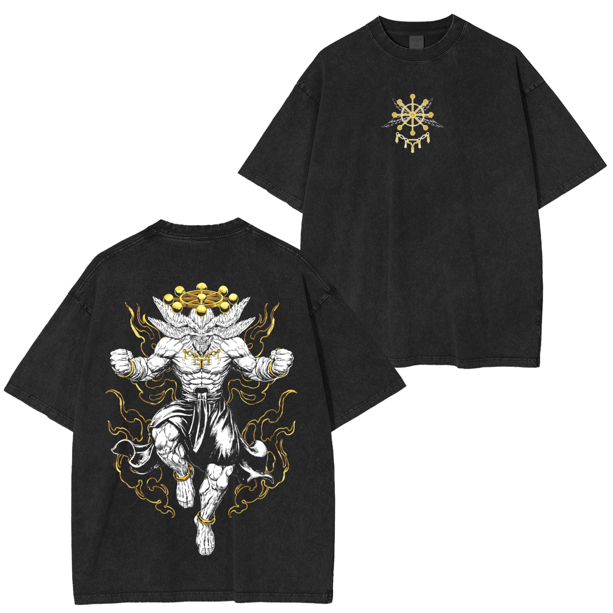 T-shirt/Col ras du cou/Sweat à capuche Mahoraga délavé