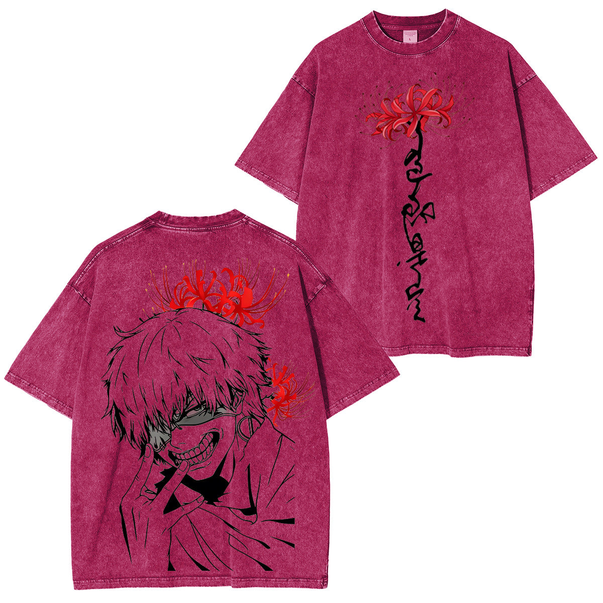 Camiseta Lavada Unisex con Diseño de Anime Tokyo Ghoul