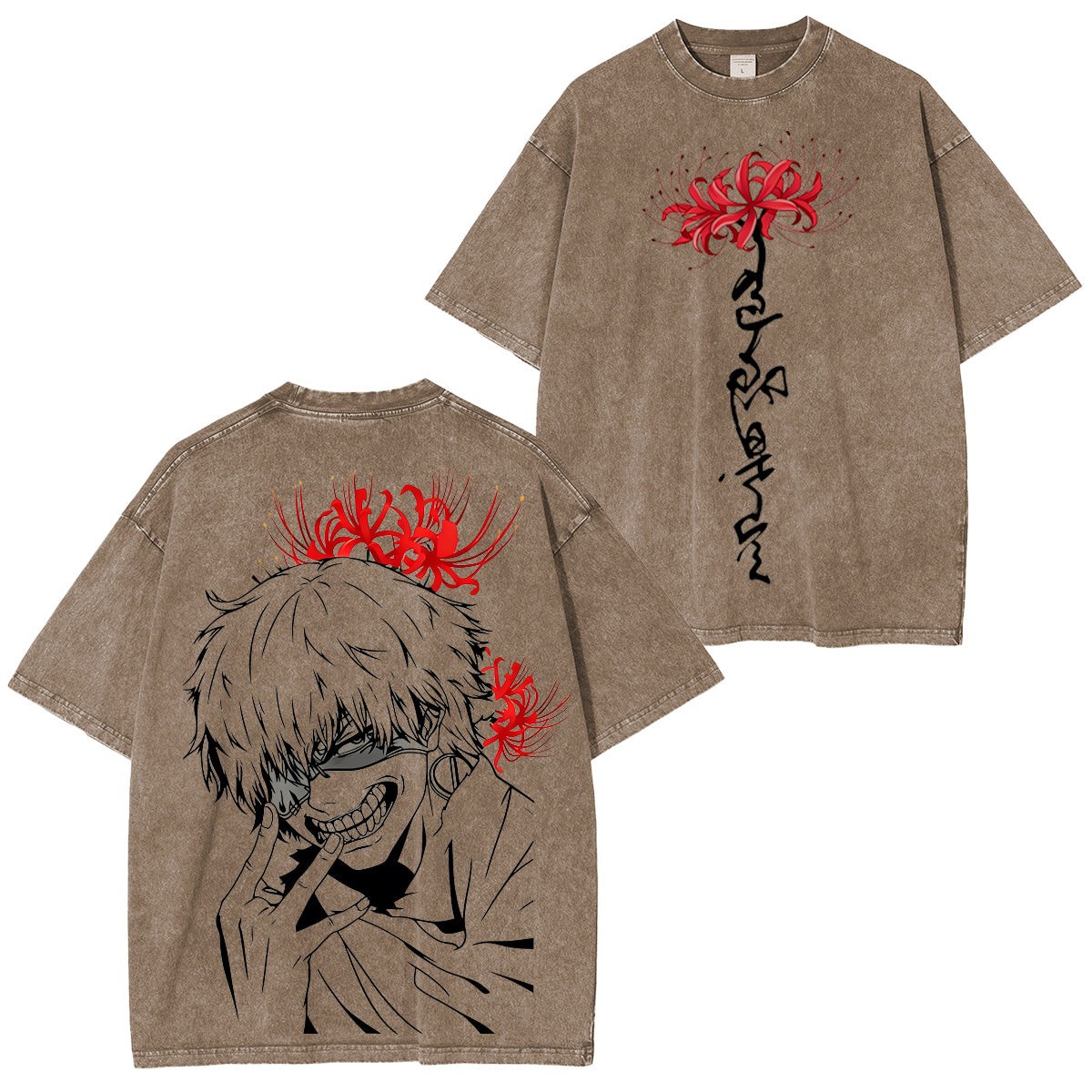 Camiseta Lavada Unisex con Diseño de Anime Tokyo Ghoul