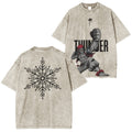 T-shirt délavé Akaza Demon Slayer coupe unisexe