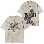 T-shirt délavé Akaza Demon Slayer coupe unisexe