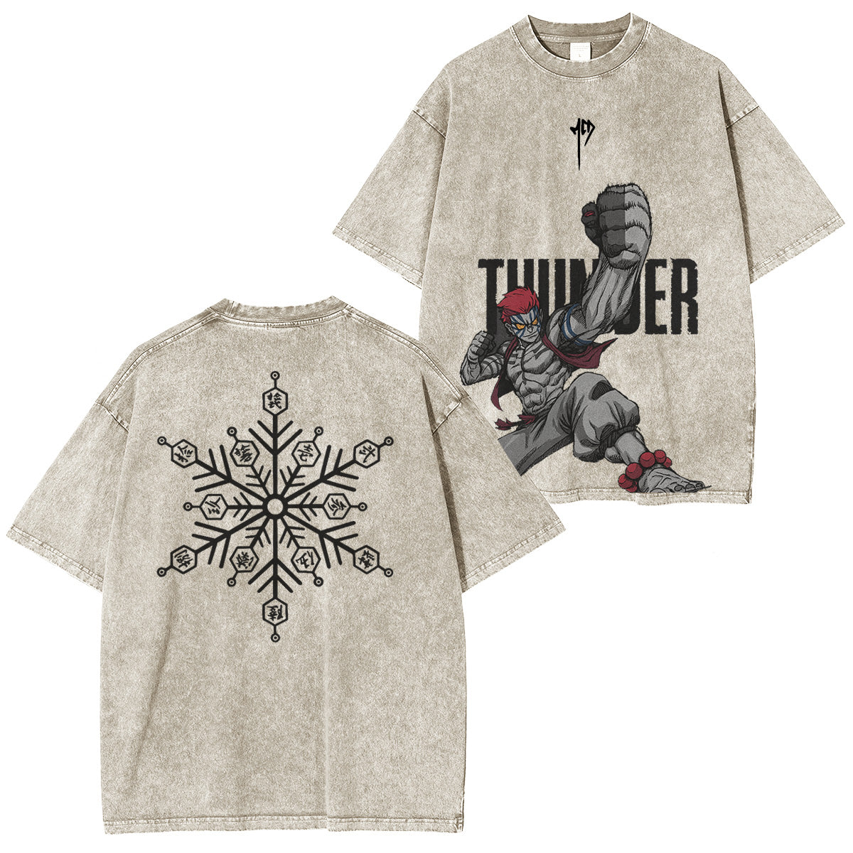 T-shirt délavé Akaza Demon Slayer coupe unisexe