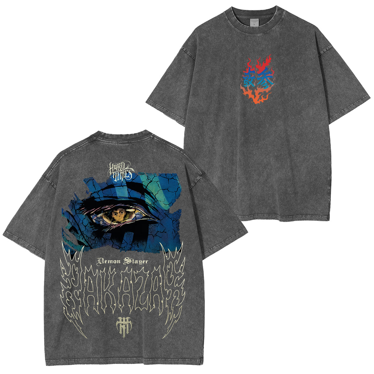 [Shibuya] Akaza Vs Tanjiro dans le château de l'infini Demons Slayer Anime T-Shirt unisexe délavé