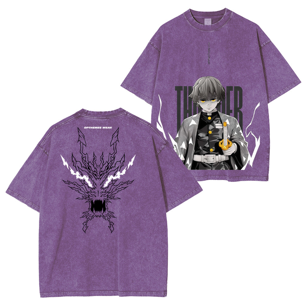 Camiseta lavada unisex Zenitsu Demon Slayer