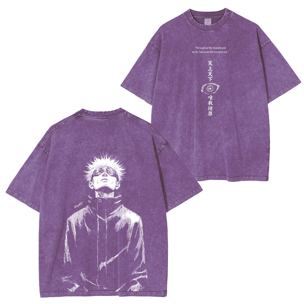 Gojou Satoru Jujutsu Kaisen Anime Acid Unisex Washed T-Shirt