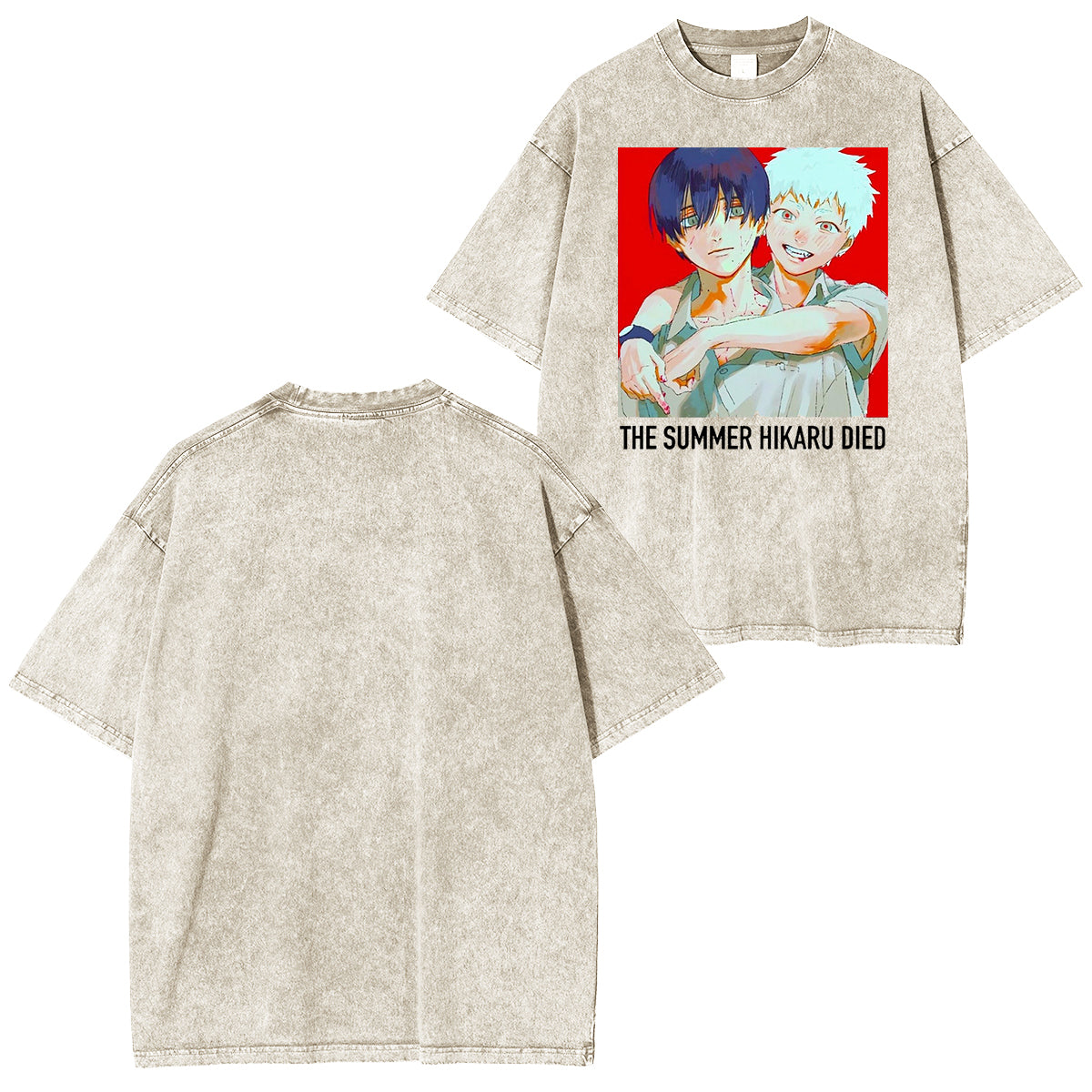 thesummerhikarudied:Camiseta con lavado retro doble de arte oficial de Hikaru y Yoshiki