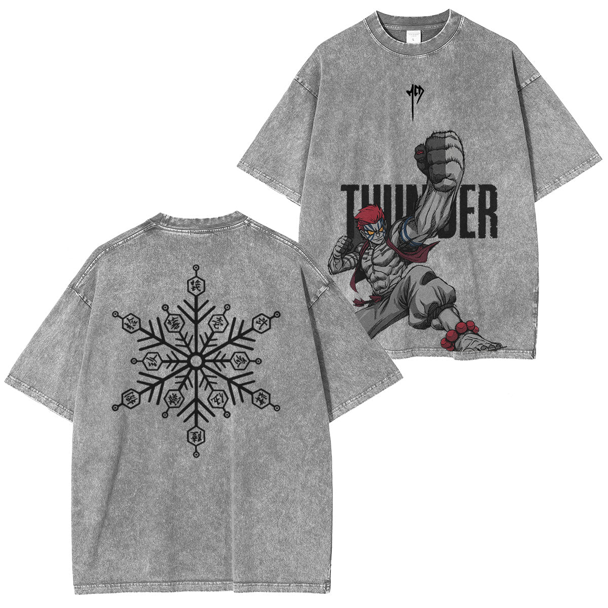 Camiseta lavada Akaza Demon Slayer unisex