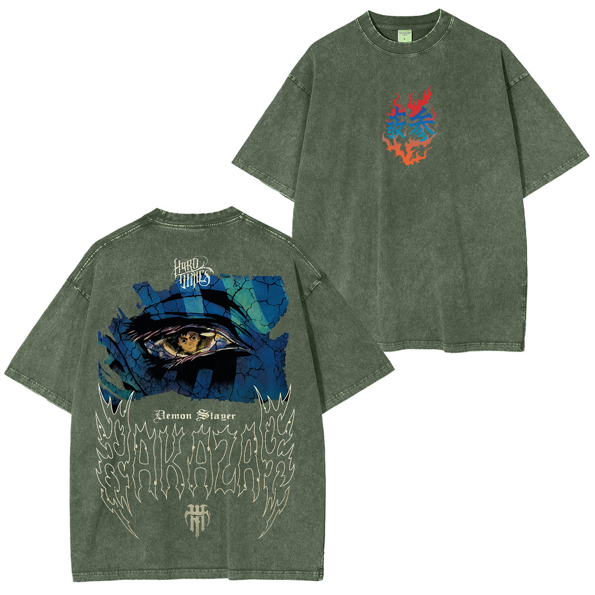 [Shibuya] Akaza Vs Tanjiro dans le château de l'infini Demons Slayer Anime T-Shirt unisexe délavé