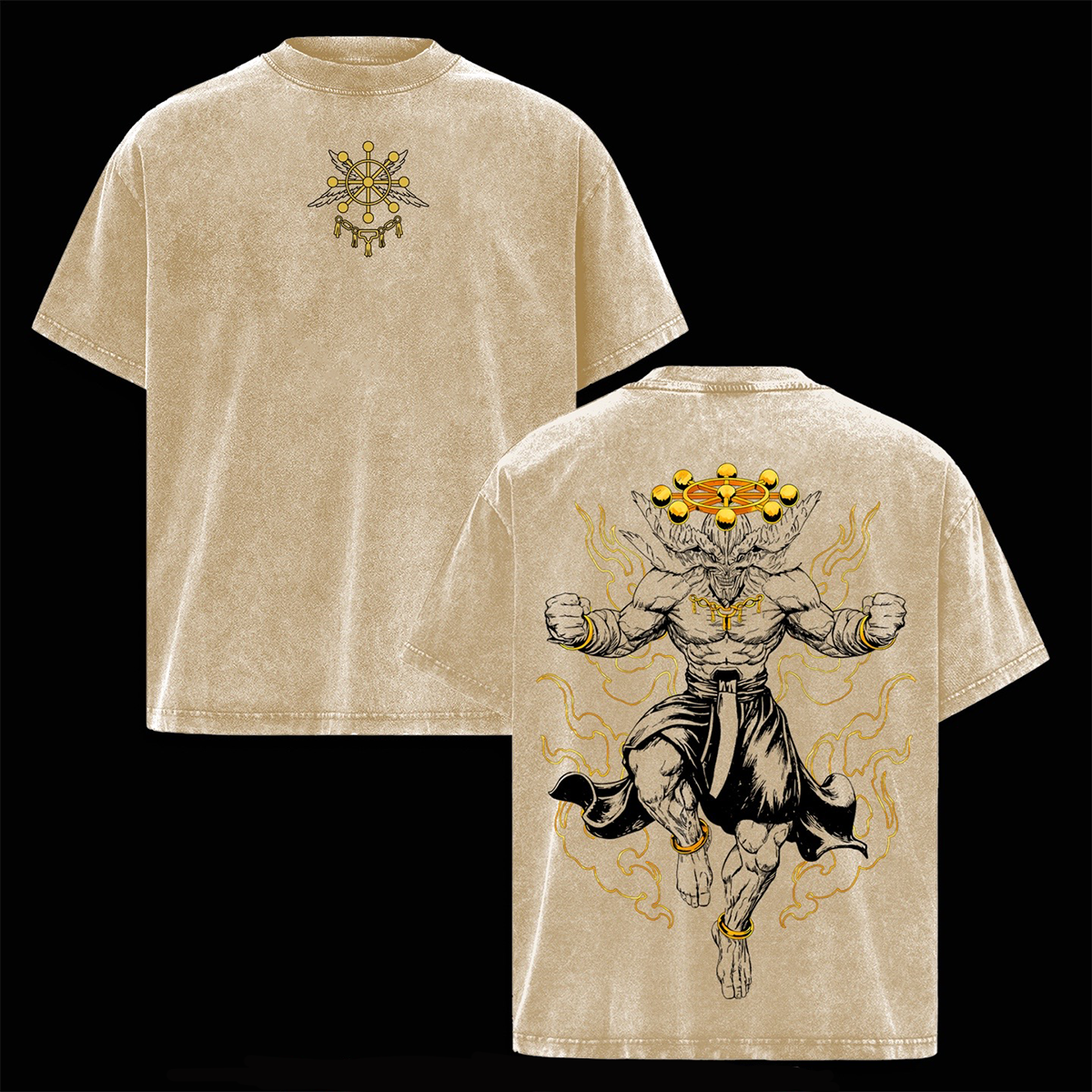 T-shirt/Col ras du cou/Sweat à capuche Mahoraga délavé