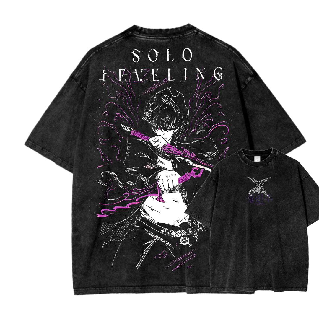 solo leveling Camiseta Lavada de Ajuste Unisex 2502007475