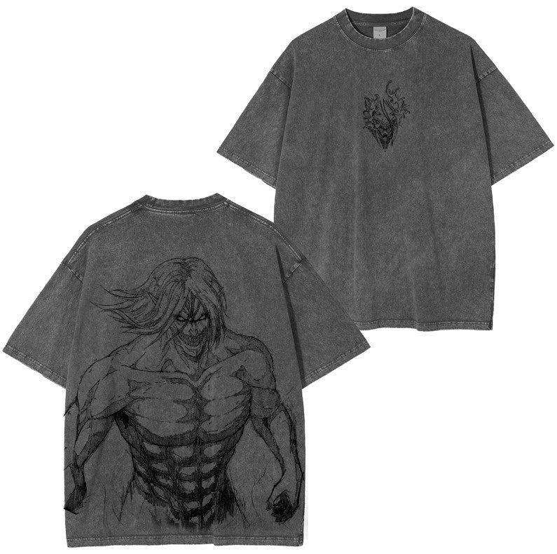Camiseta Unisex Ataque a los Titanes Vintage Lavada