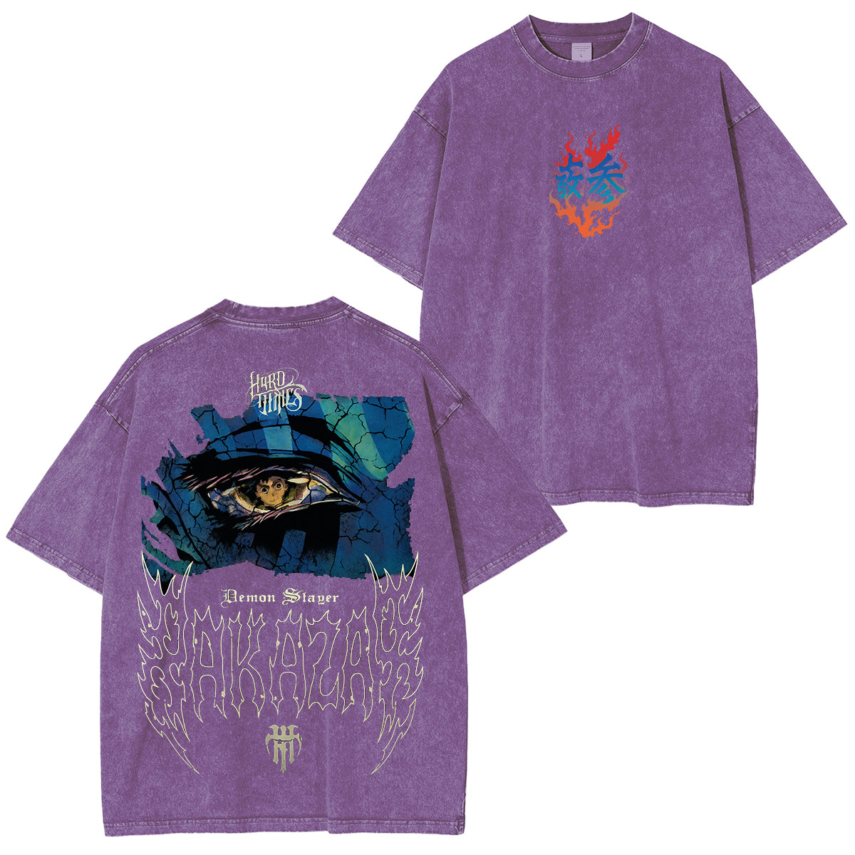 [Shibuya] Akaza Vs Tanjiro dans le château de l'infini Demons Slayer Anime T-Shirt unisexe délavé