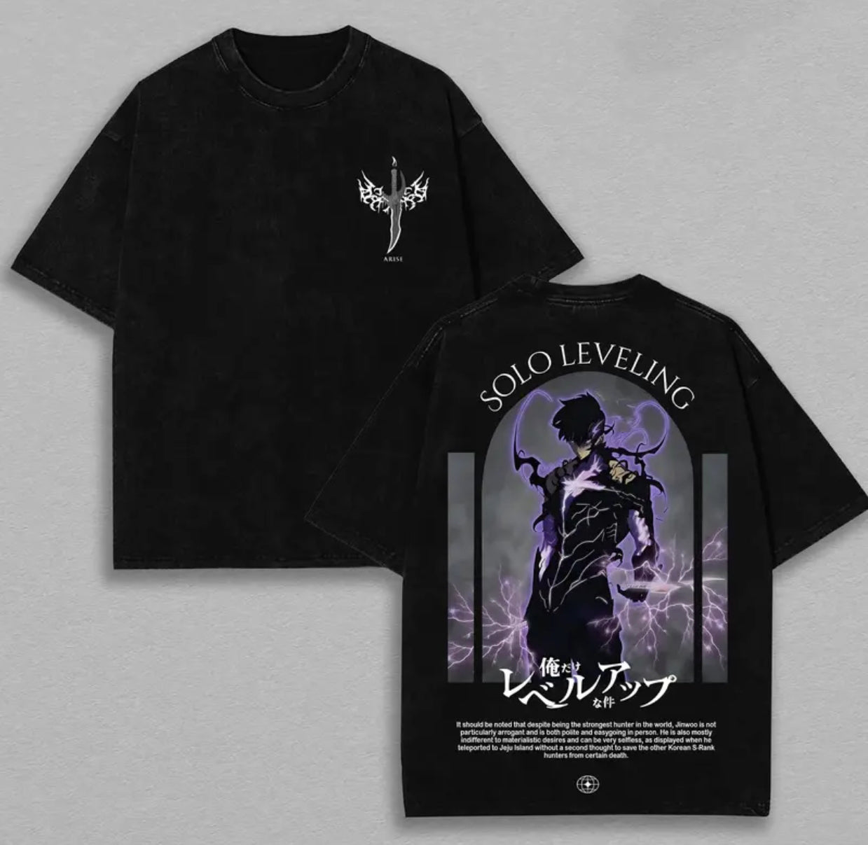 Camiseta unisex lavada estampada de Solo Leveling