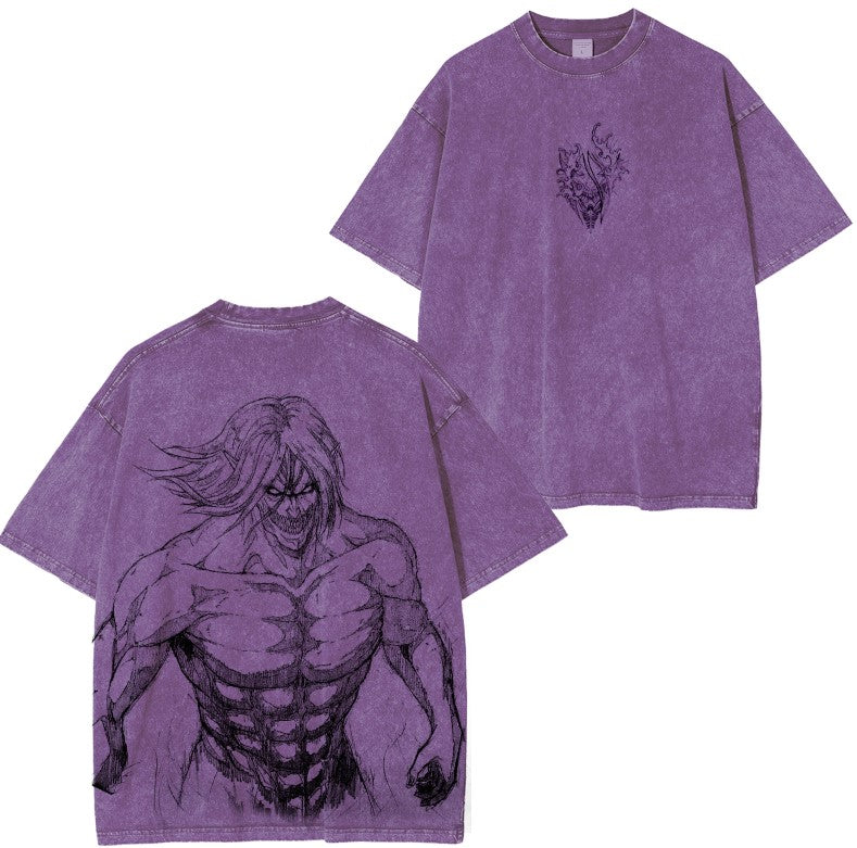 T-shirt unisexe délavé L'Attaque des Titans