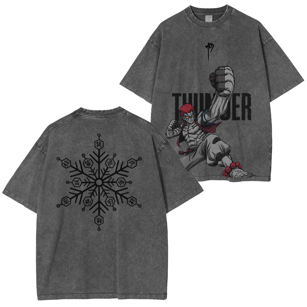 T-shirt délavé Akaza Demon Slayer coupe unisexe