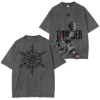 T-shirt délavé Akaza Demon Slayer coupe unisexe