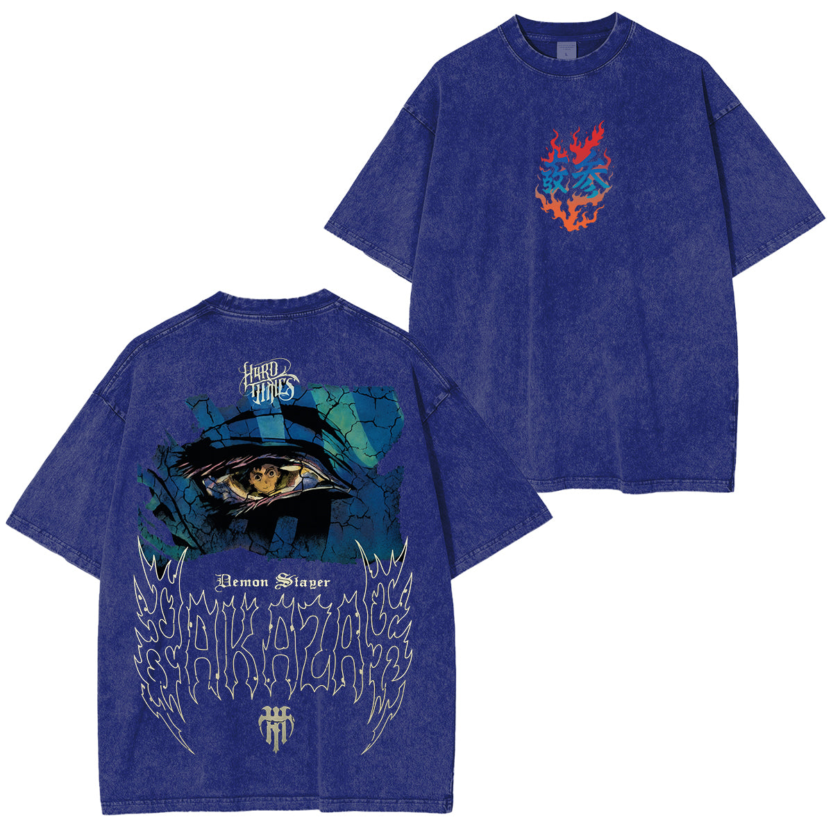 [Shibuya] Akaza Vs Tanjiro dans le château de l'infini Demons Slayer Anime T-Shirt unisexe délavé