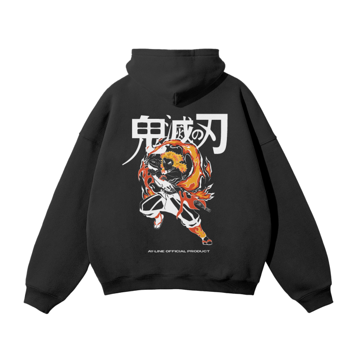 Sudadera con capucha negra Flame Hashira Streetwear
