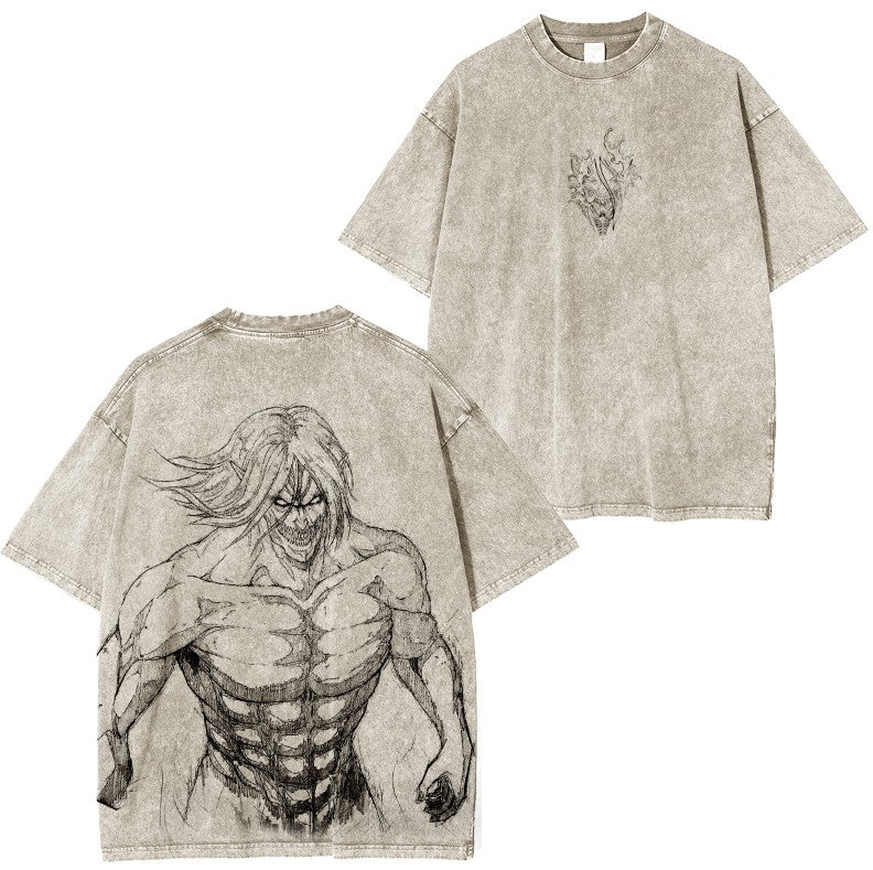 Camiseta Unisex Ataque a los Titanes Vintage Lavada