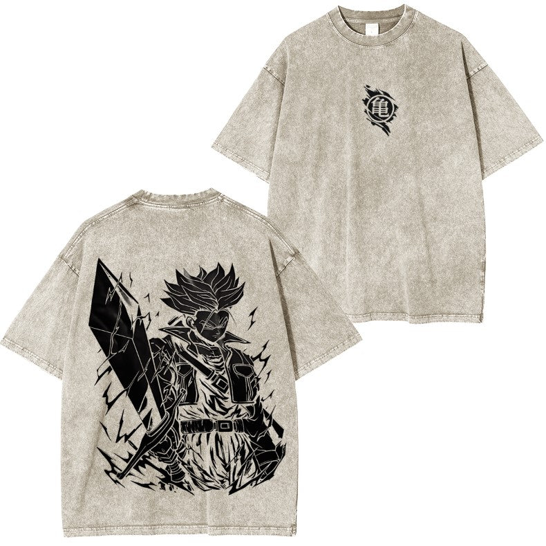 ANIME DRAGONBALL TRUNKS POWER SAIYAN WASHING VINTAGE TEE T-shirt
