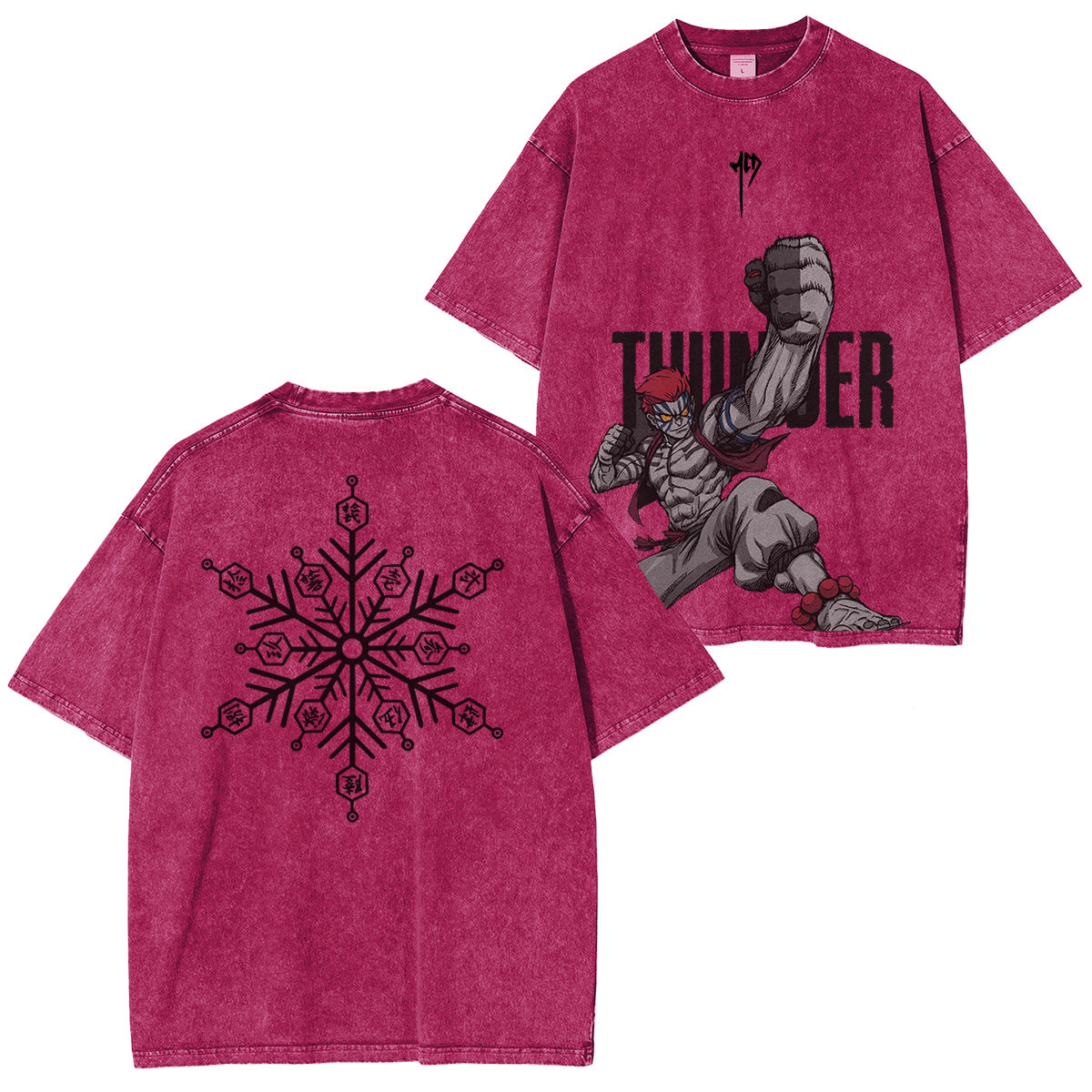 Camiseta lavada Akaza Demon Slayer unisex