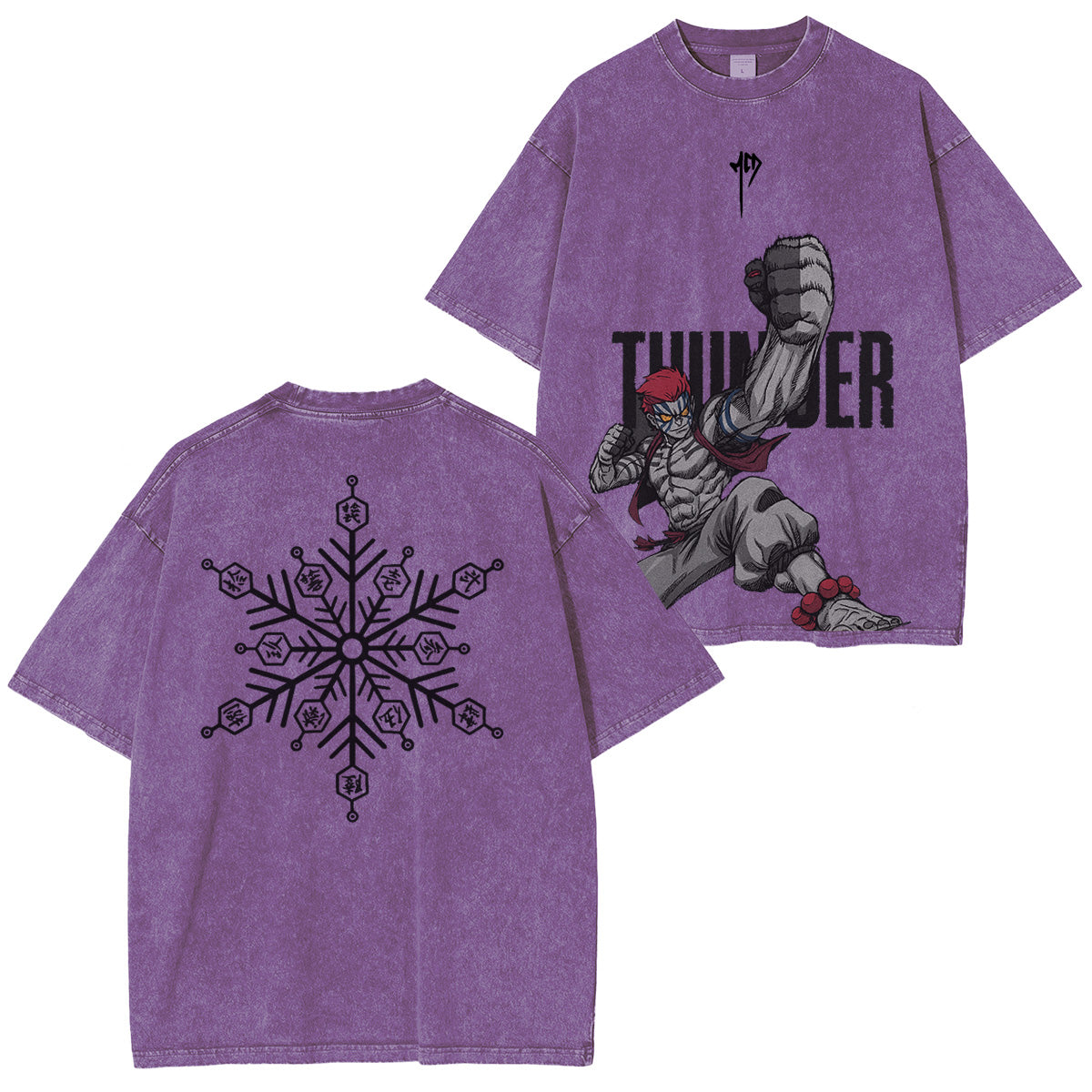 Camiseta lavada Akaza Demon Slayer unisex