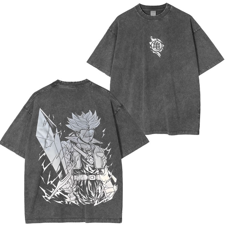 ANIME DRAGONBALL TRUNKS POWER SAIYAN WASHING VINTAGE TEE T-shirt
