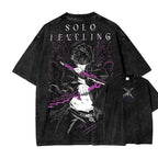 Camiseta unisex lavada estampada de Solo Leveling