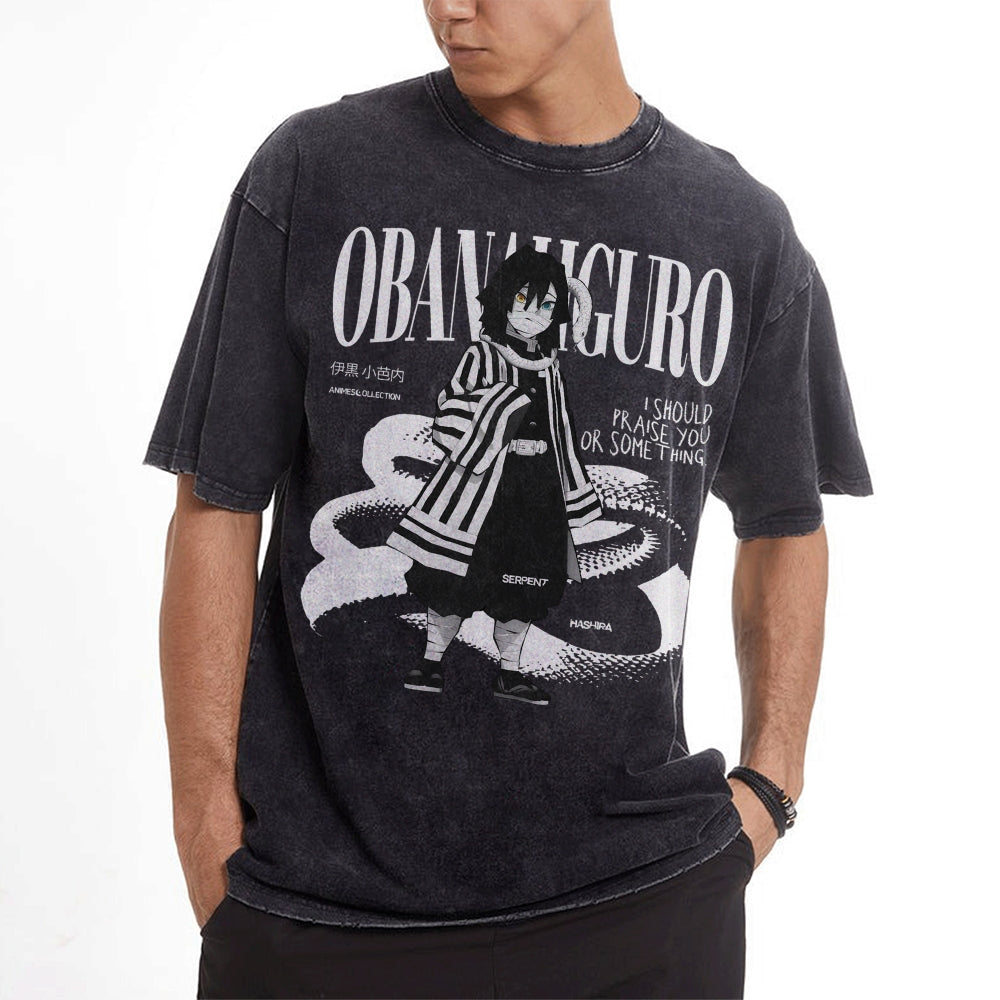 Obanai Iguro Vintage Oversized T-Shirt | Demon Slayer