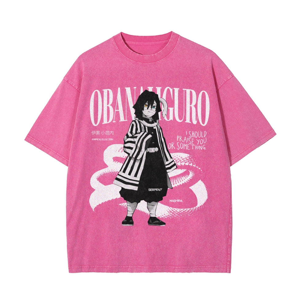 T-shirt oversize vintage Obanai Iguro | Demon Slayer