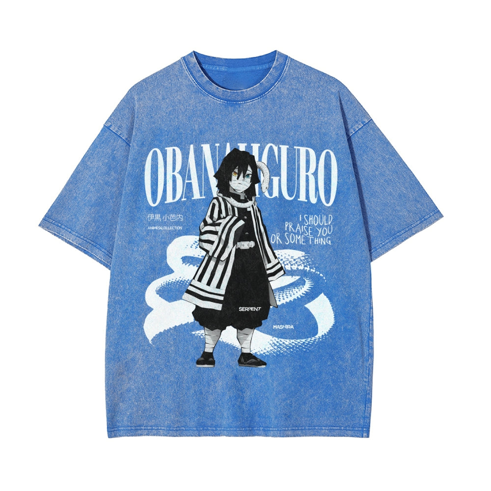 T-shirt oversize vintage Obanai Iguro | Demon Slayer